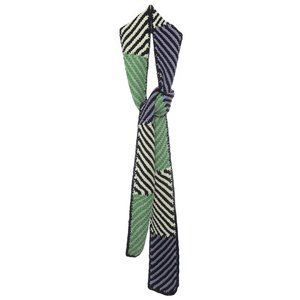 Hand Knit Multi Color Striped Skinny Scarf